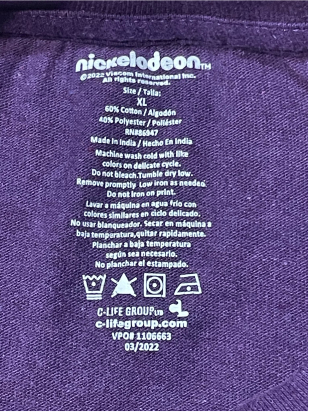 Nickelodeon purple reptar Short Sleeve Tee size Youth Boys XL - Picture 3 of 8